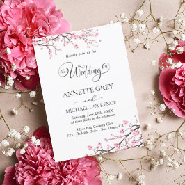Spring Cherry Blossom Wedding Invitation Kaart