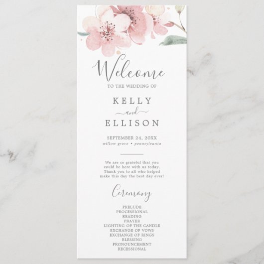 Spring Cherry Blossom Wedding Programma Programmakaart (Voorkant)