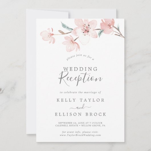 Spring Cherry Blossom Wedding Reception Kaart (Voorkant)