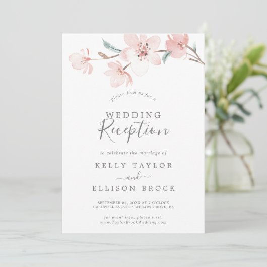 Spring Cherry Blossom Wedding Reception Kaart (Staand voorkant)