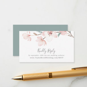 Spring Cherry Blossom Wedding Website RSVP Informatiekaartje