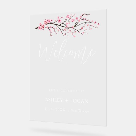 Spring Cherry Blossom Wedding Welkom acryl teken Bord (Hoek)