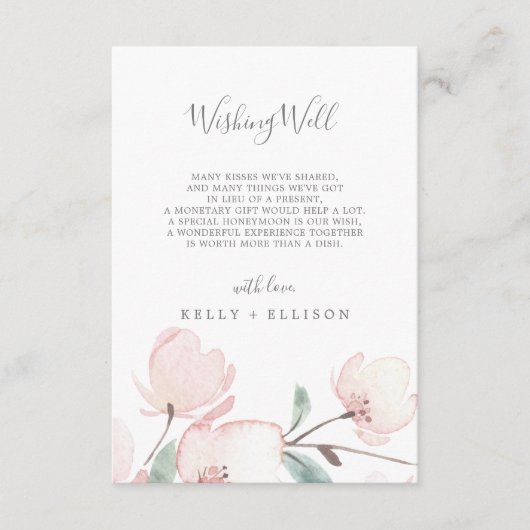 Spring Cherry Blossom Wedding Wishing Well Kaart (Voorkant)