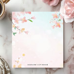 Spring Cherry Blossoms Branches Gepersonaliseerde  Notitieblok<br><div class="desc">Omarm de etherische schoonheid van de lente met dit gepersonaliseerde notitieblok. Delicate takken versierd met roze en witte kersenbloesems lijsten de bovenkant van het ontwerp, waardoor een sierlijke en elegante look ontstaat. De zachte, pastelkleurige achtergrond versterkt het bloemmotief. Pas dit notitieblok aan met uw eigen tekst. Perfect voor notities, herinneringen...</div>