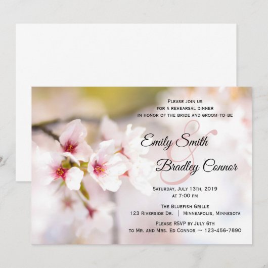 Spring Cherry Blossoms | Floral repetitie diner Kaart (Voorkant / Achterkant)