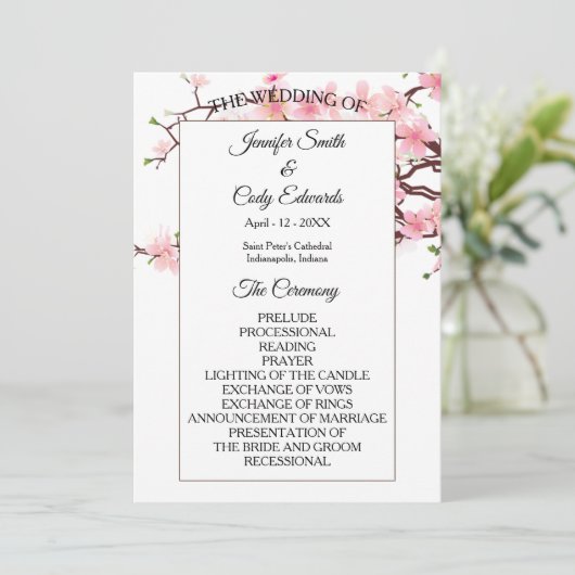 Spring Cherry Blossoms Trouwprogramma Programmakaart (Staand voorkant)