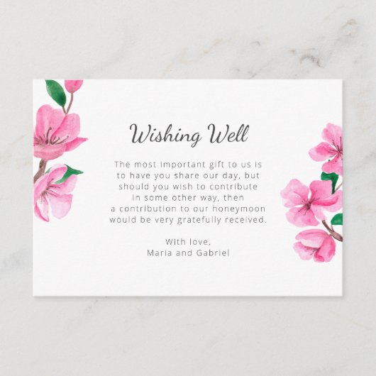 Spring Cherry Botanic die Garden bruiloft wenst Informatiekaartje (Voorkant)