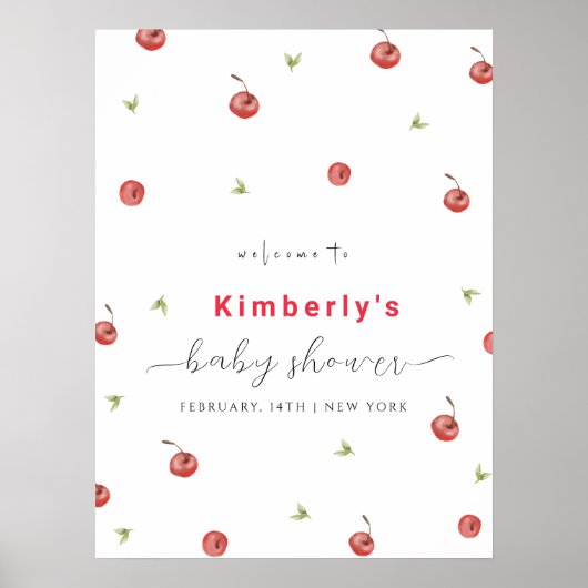 Spring Cherry Sweet Baby shower Welkomstbord Poster (Voorkant)