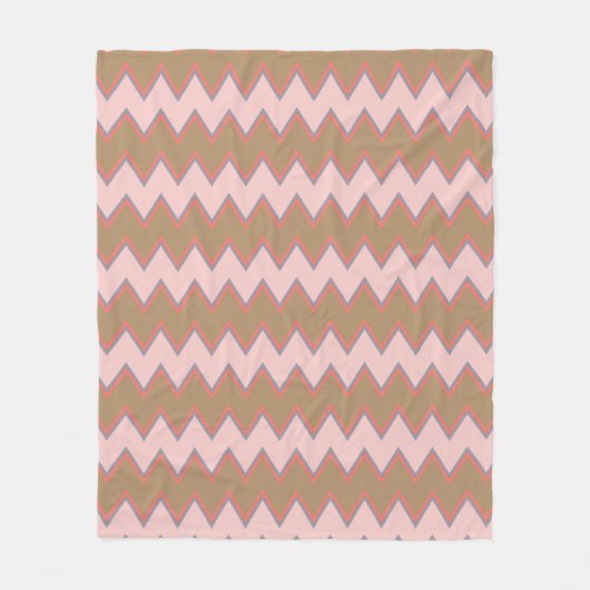 Spring Chevron in bruin, roze en perzand Fleece Deken (Voorkant)