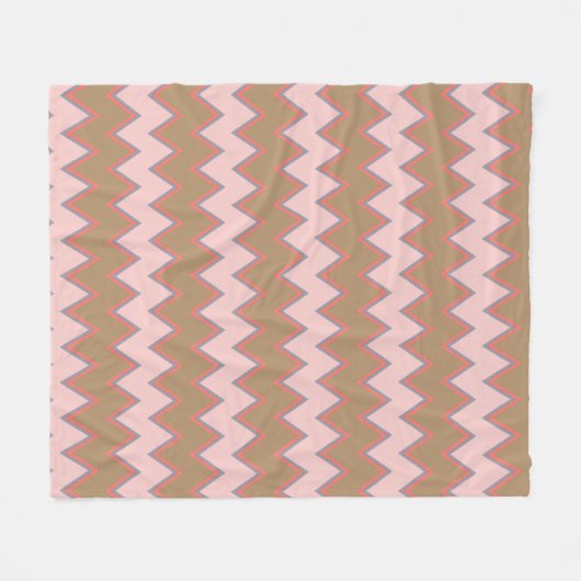 Spring Chevron in bruin, roze en perzand Fleece Deken (Voorkant (Horizontaal))