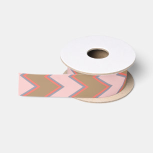 Spring Chevron in bruin, roze en perzand Satijnen Lint