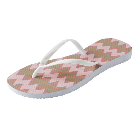 Spring Chevron in bruin, roze en perzand Teenslippers (Schuin)