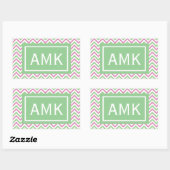 Spring Chevron Monogram Rechthoekige Sticker (Vel)