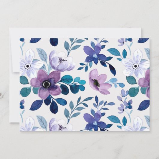 Spring Chic Painted Paars and Blauwgroen Peony Wed Kaart (Achterkant)