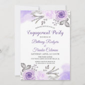 Spring Chic Pastel Purple Flowers Engagement Party Kaart (Voorkant)