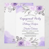 Spring Chic Pastel Purple Flowers Engagement Party Kaart (Voorkant / Achterkant)