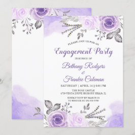 Spring Chic Pastel Purple Flowers Engagement Party Kaart