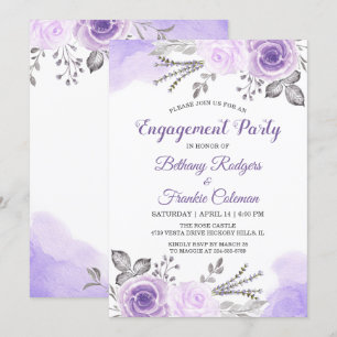 Spring Chic Pastel Purple Flowers Engagement Party Kaart