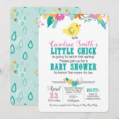 Spring Chick Baby shower Geslacht Neutraal Blauw R Kaart (Voorkant / Achterkant)