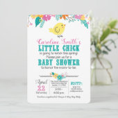 Spring Chick Baby shower Geslacht Neutraal Blauw R Kaart (Staand voorkant)