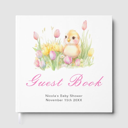 Spring Chick Baby Shower Guest Book Gastenboek (Voorkant)
