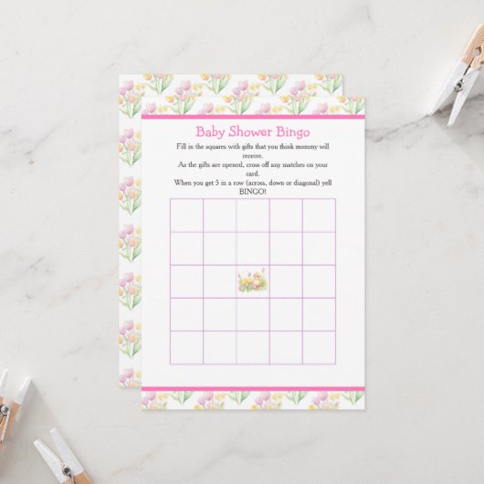 Spring Chick Baby shower Kaart (Voorkant / Achterkant in situ)