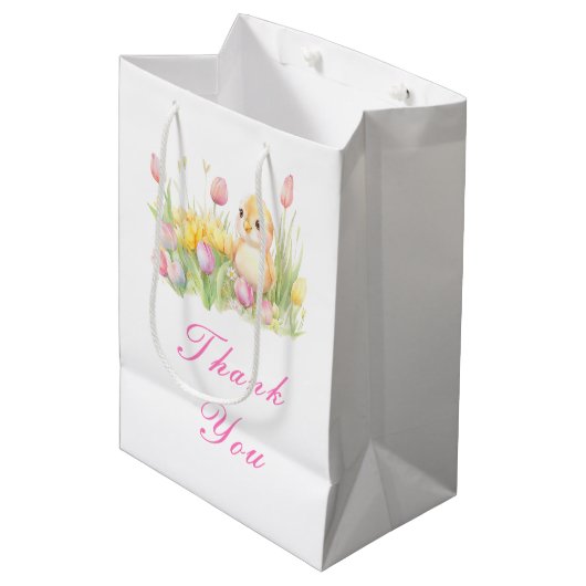 Spring Chick Baby shower Medium Cadeauzakje (Voorkant Gekanteld)