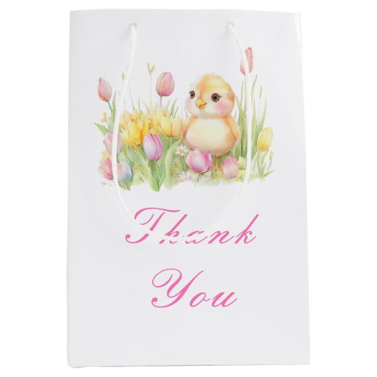 Spring Chick Baby shower Medium Cadeauzakje (Voorkant)