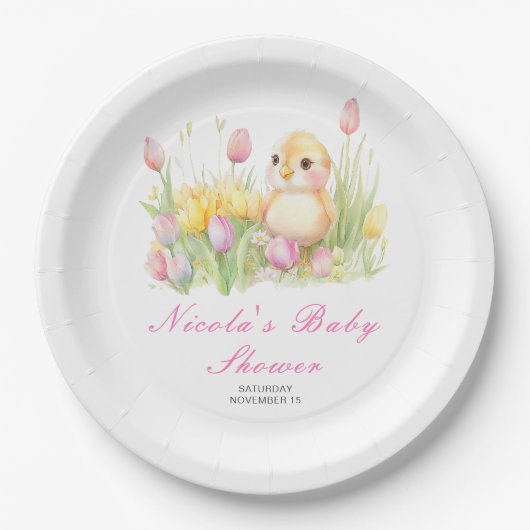 Spring Chick Baby shower Papieren Bordje (Voorkant)