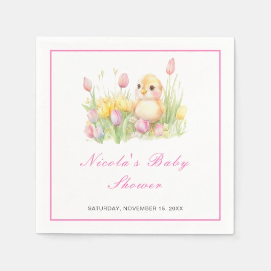 Spring Chick Baby shower Servet (Voorkant)