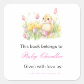 Spring Chick Baby shower Vierkante Sticker (Voorkant)