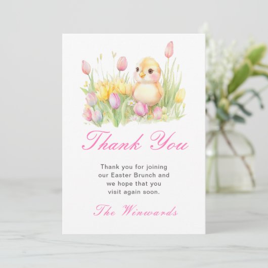 Spring Chick Easter Brunch Bedankkaart (Staand voorkant)