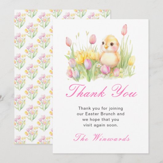 Spring Chick Easter Brunch Bedankkaart (Voorkant / Achterkant)