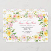 Spring Chick Floral Easter Egg Hunt Party Kaart (Voorkant / Achterkant)