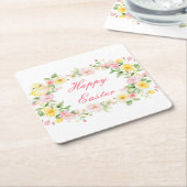 Spring Chick Floral Easter Egg Hunt Party Kartonnen Onderzetters (Schuin)