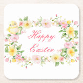 Spring Chick Floral Easter Egg Hunt Party Kartonnen Onderzetters (Voorkant)