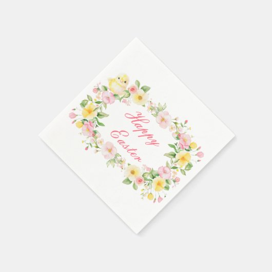 Spring Chick Floral Easter Egg Hunt Party Servet (Hoek)