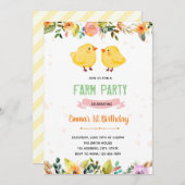 Spring chick party verjaardagsuitnodiging kaart (Voorkant / Achterkant)