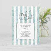 Spring Chick & Stripes  Kind Verjaardag Kaart (Staand voorkant)