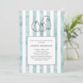 Spring Chick & Stripes  stijl Baby shower Kaart (Staand voorkant)