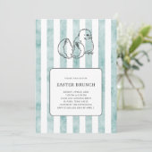 Spring Chick & Stripes  stijl Paasbrunch Kaart (Staand voorkant)