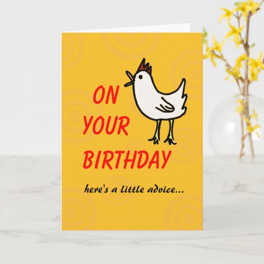 Spring Chicken Birthday Card Kaart (Gele Bloem)