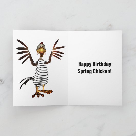 Spring Chicken Birthday Kaart (Binnen)