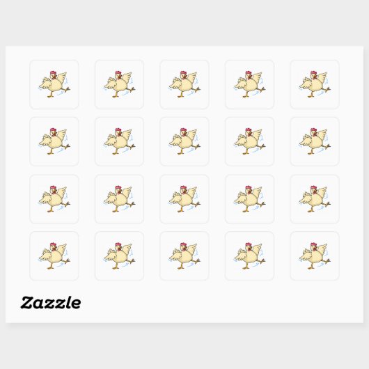 Spring Chicken Vierkante Sticker (Vel)