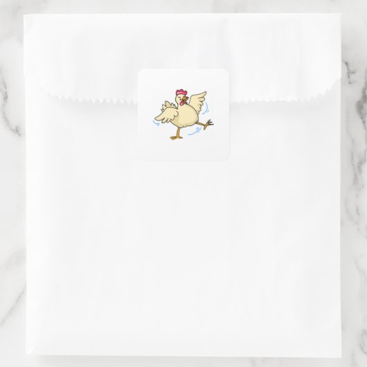 Spring Chicken Vierkante Sticker (Tas)