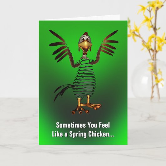 Spring Chicken wordt gezond Kaart (Gele Bloem)