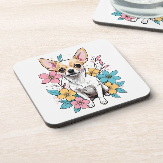 Spring Chihuahua Bier Onderzetter (Linkerzijde)