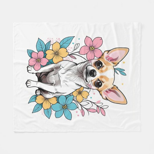Spring Chihuahua Fleece Deken (Voorkant (Horizontaal))