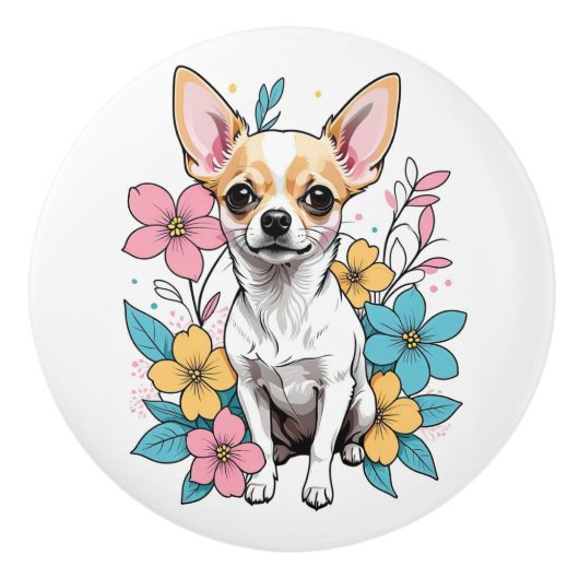 Spring Chihuahua Keramische Knop (Voorkant)