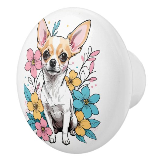 Spring Chihuahua Keramische Knop (Rechts)